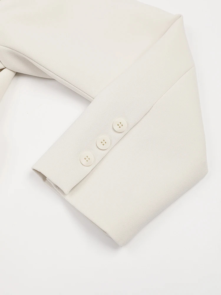 EAM Beige Flower Irregular Long Blazer Women Lapel Long Sleeve Loose Fit Jacket Fashion Spring Autumn 1DF9938 240826