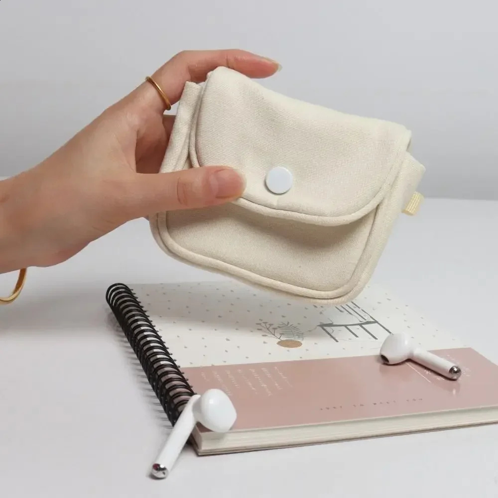 Portable coin wallet solid color mini cash lightweight cotton headphone bag womens key travel card holder 240827