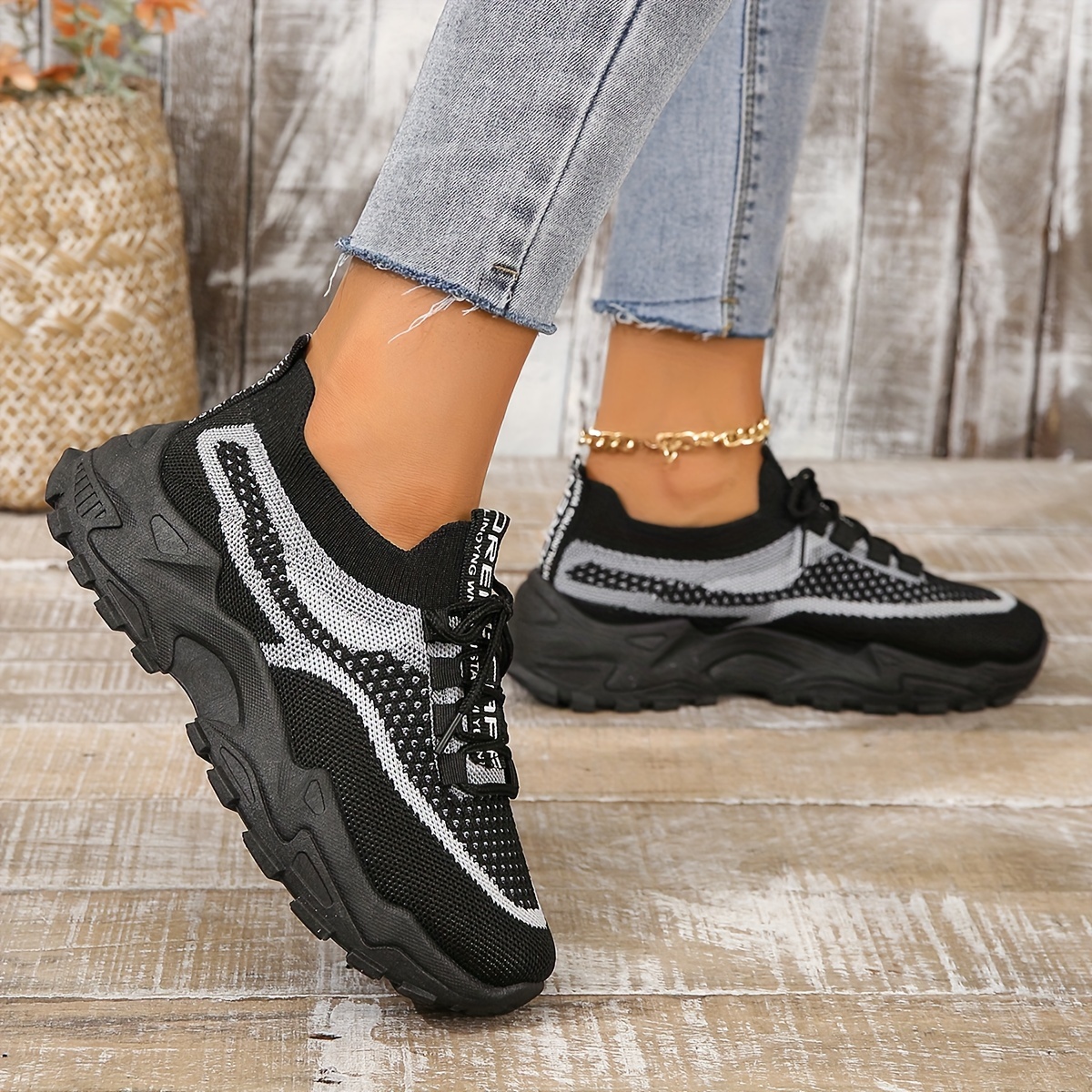 Comfortable Low-Top Breathable Mesh Platform Sneakers for Women - Lightweight, Casual, Lace-Up Design, Soft Insoles, Non-Slip Outsoles, Ideal for Outd