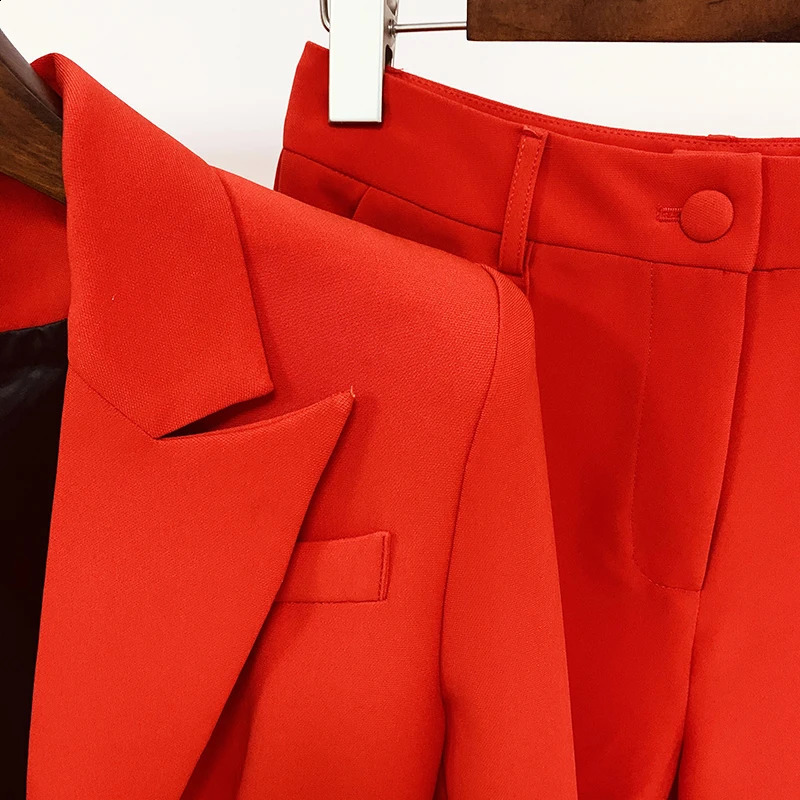 High quality Fashion er Pioneer Set Womens Single Button Red Pioneer Flash Pants Set 250410