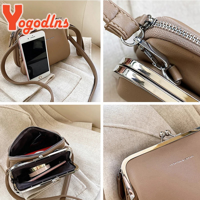 Yogodlns Simple Solid Color Shoulder Bag Female PU Leather Crossbody Fashion Clip Messenger Lady Handbag Purse 240827