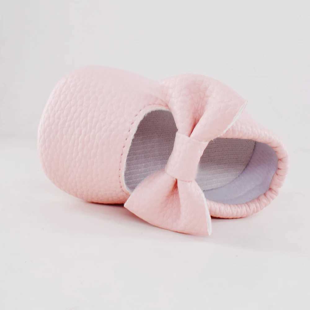 Baby womens leather shoes baby toddler bow knot anti slip soft sole flat PU First Walker newborn bow Moccasins M240827
