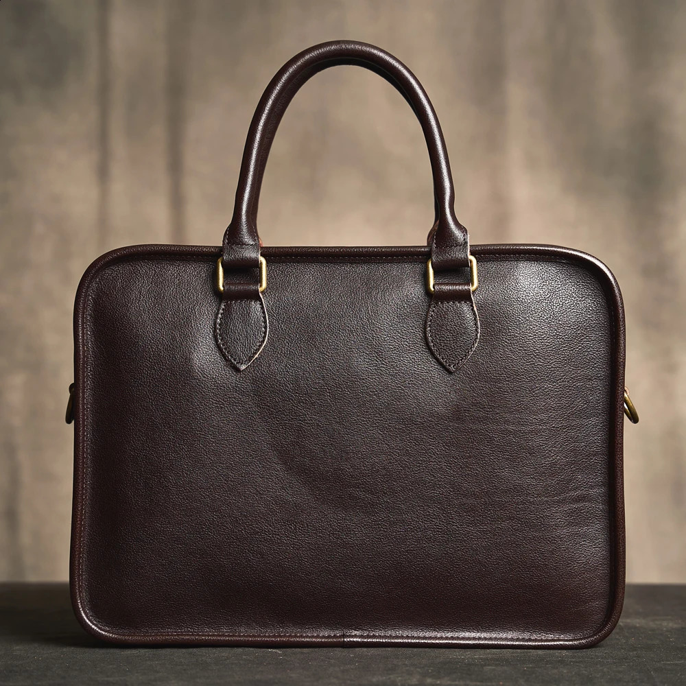 Genuine Leather Mens Business Briefcase Casual Vintage Handbag Shoulder Messenger Bag Office Laptop 16 Inch 240827
