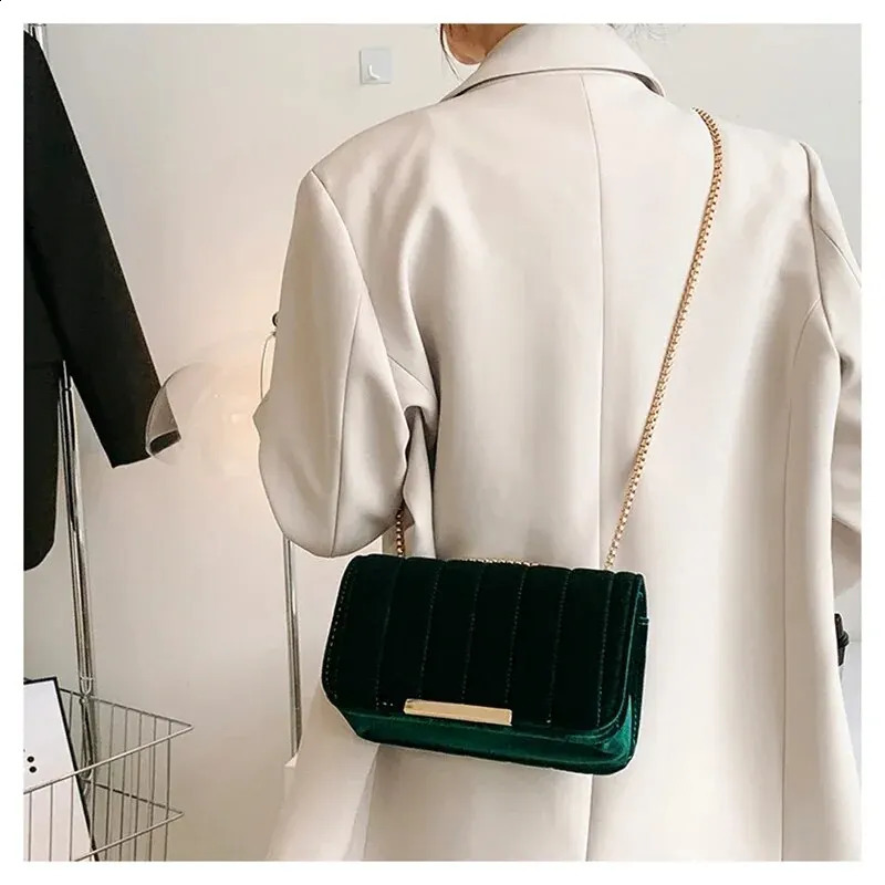 Gold veet fabric embroidered small square single shoulder chain cross body lace womens bag 240826 zhanyishengli