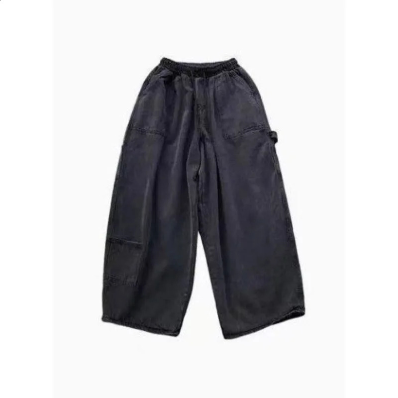 Large Size Workwear Wide Leg Jeans Ins Baggy Pants Mens Fashion Oversize Trousers Black Japanese Streetwear 4XL 5XL 240823