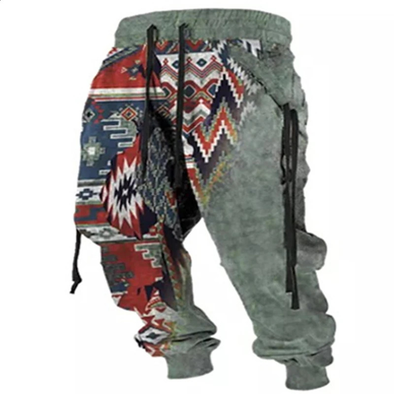 Y2k retro long pants mens drawstring hooded sweatshirt Harajuku 3D pattern printing casual hiphop autumn pocket Trouser 240827