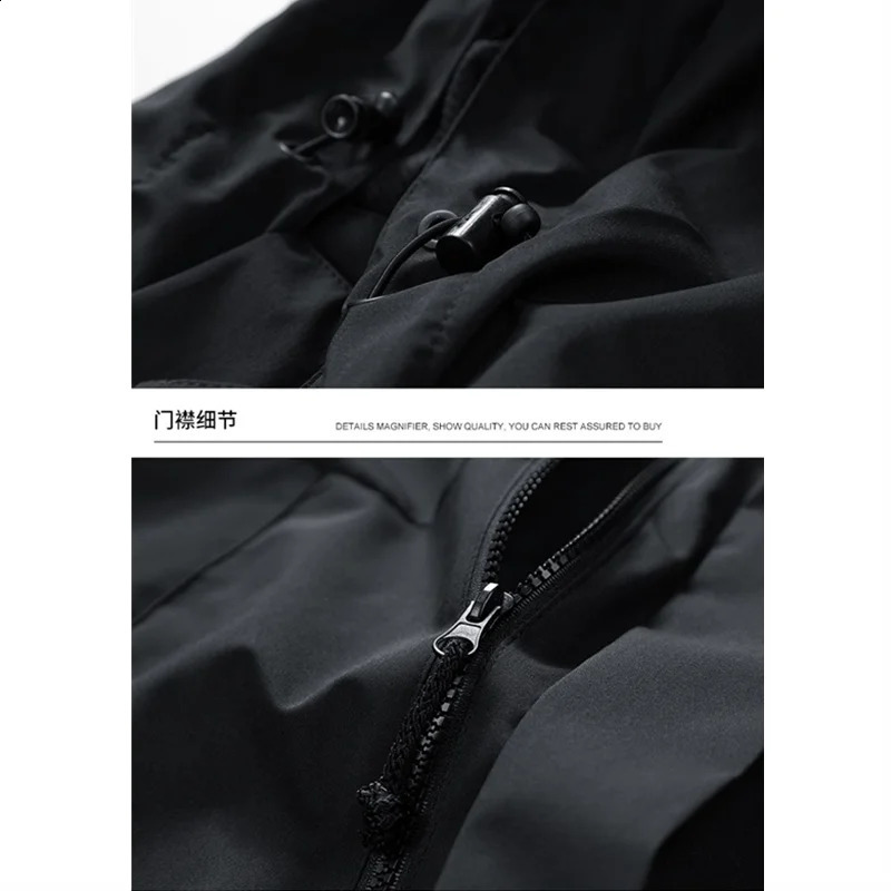 Spring and autumn casual jacket for men outdoor waterproof windproof hooded color matching camping clothing hiking loose 240827