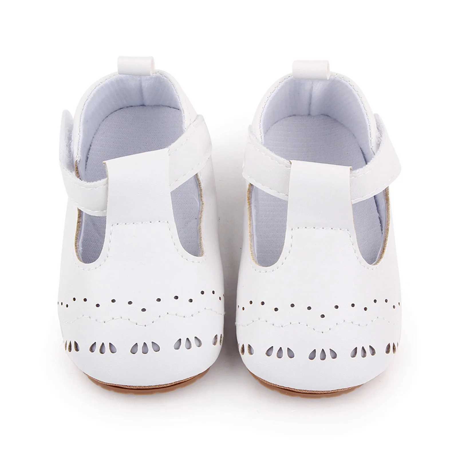 The first step for young girls solid hook and loop anti slip rubber soft sole cute baby shoes babys first sports shoes M240827