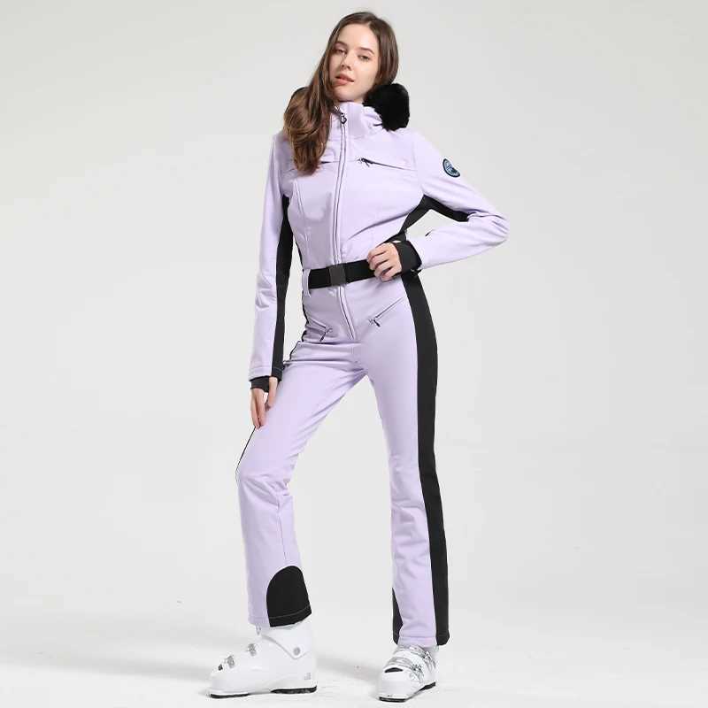 Skiing Suits One-piece Ski Suit Women Thickening Snowboard Female Overalls Winter Windproof Waterproof Breathable Clothing Skiing Suit H240826