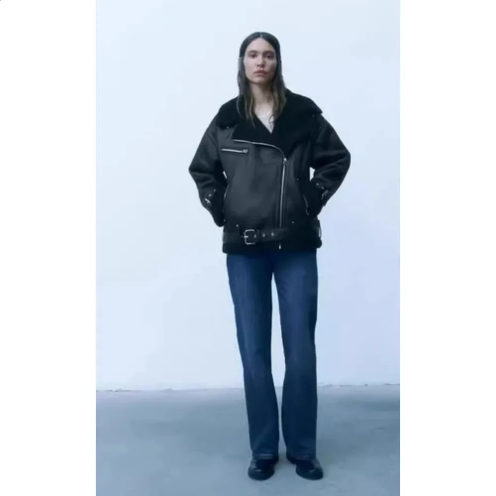 2024 Autumn Womens Fashion Thick and Warm Imitation Sheep Shearling Coat Retro Long Sleeve Bunched Waist hem Womens Coat 240827