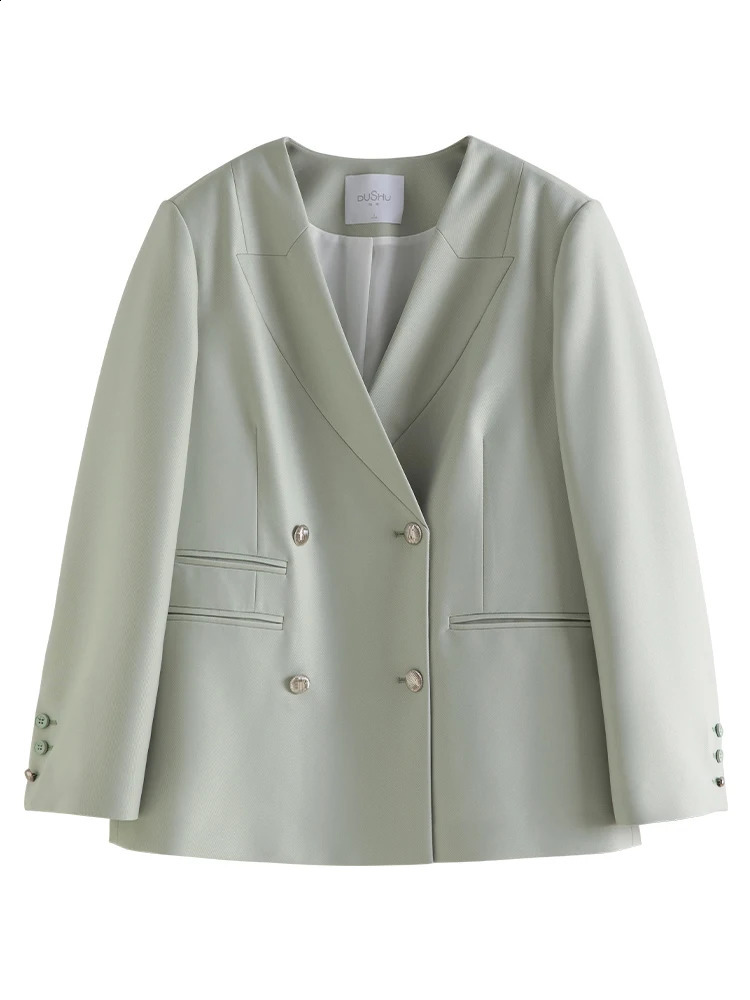 DUSHU Style Loose Silhouette All-match Decorative Collar Blazer for Women Spring Fashionable Jacket Coats Female 240826