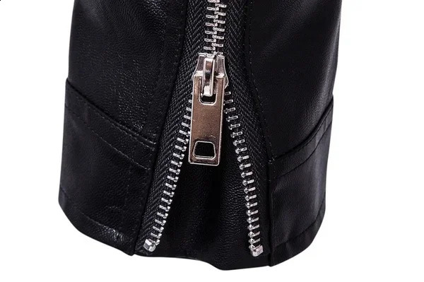 Mens Fashion Leather Jacket Slim Fit Stand Collar PU Male Antiwind Motorcycle Lapel Diagonal Zipper Jackets Men 240826 - view 7
