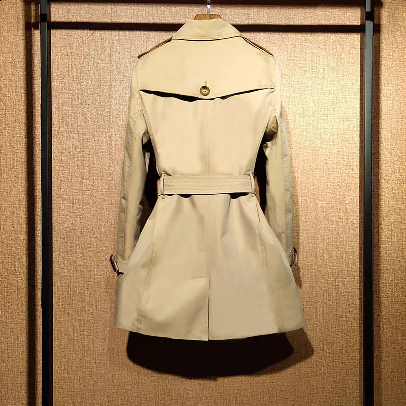 Short British classic trench coat womens ultrathin waterproof medium to long highquality casual jacket 240826