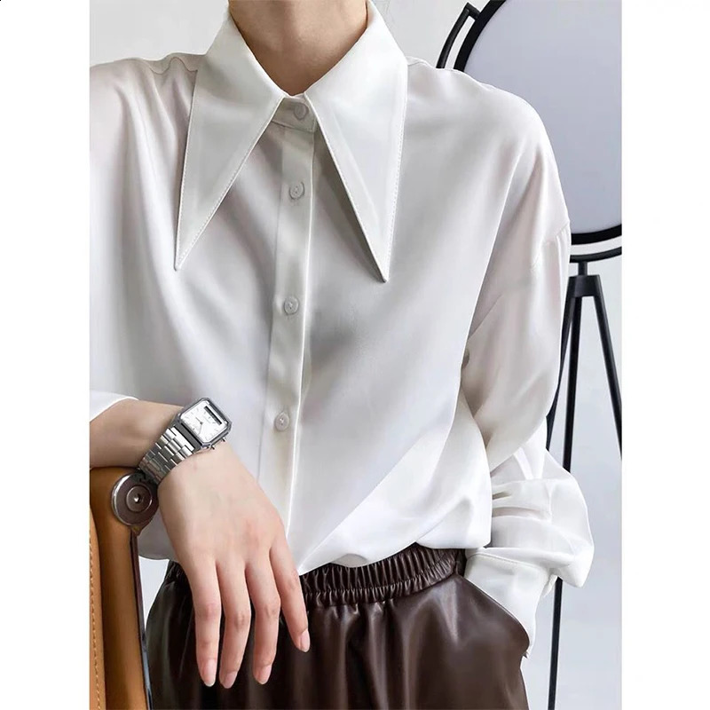 Spring and Autumn Office Womens Solid Long Sleeve Shirt Button Top Womens Shirt Simple Full Match Top Womens Blusa 240827