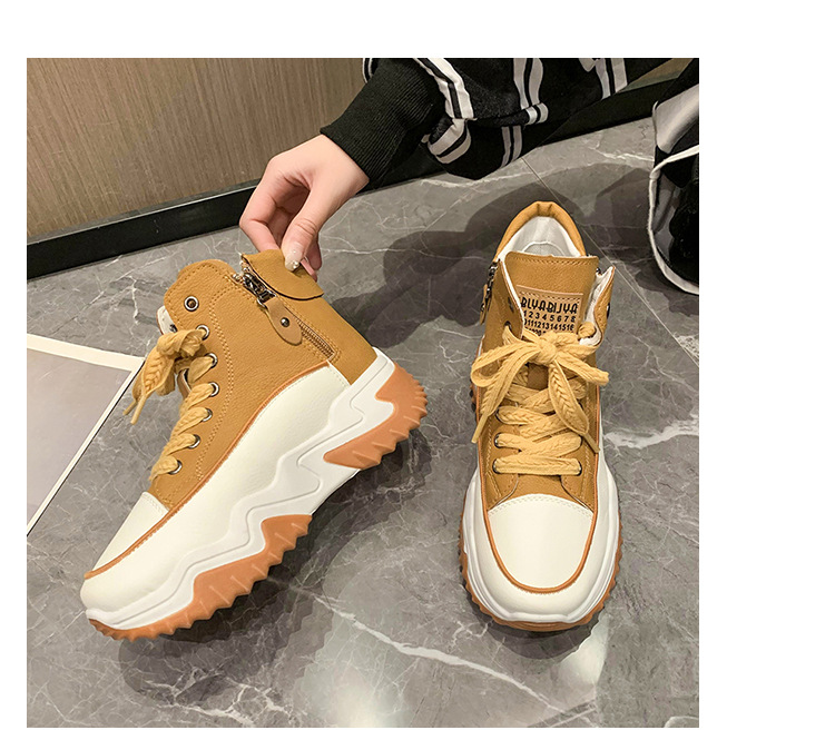 Versatile thick soled height increasing casual shoes for autumn and winter