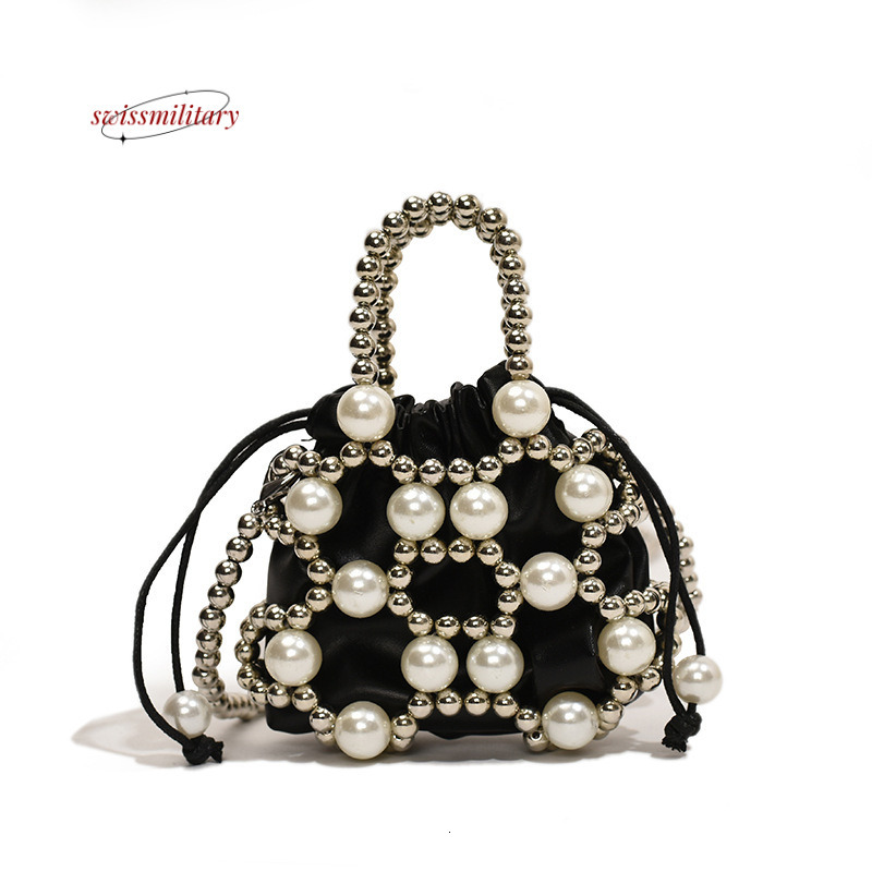 Swissmilitary Small high-end spherical hardware handbag with 2024 summer trend, featuring drawstring design and a stylish woven crossbody bag #22