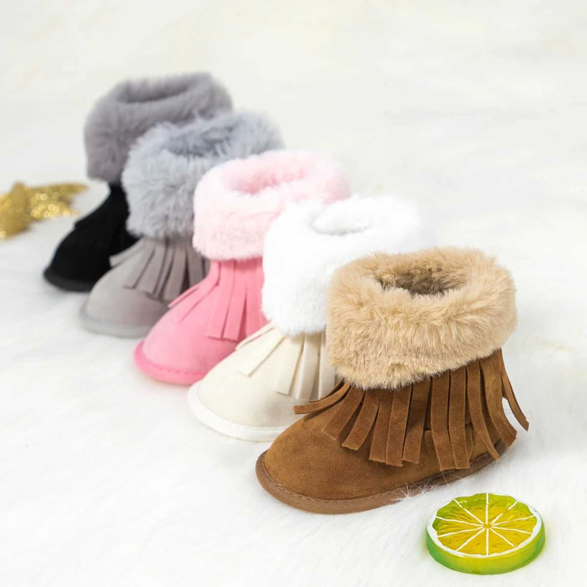 KIDSUN newborn baby boots winter warmth for girls and boys baby soft soled fur snow boots 0-18M M240827
