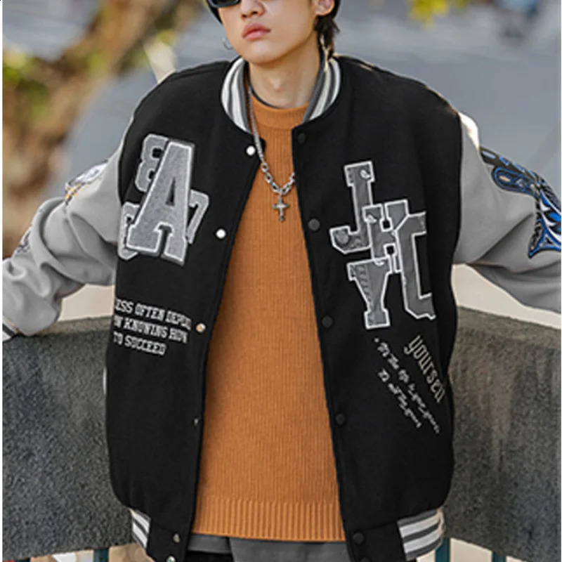 American retro autumn and winter jacket coat womens Y2K street hip-hop all-match baseball uniform couple casual loose trend top 240827