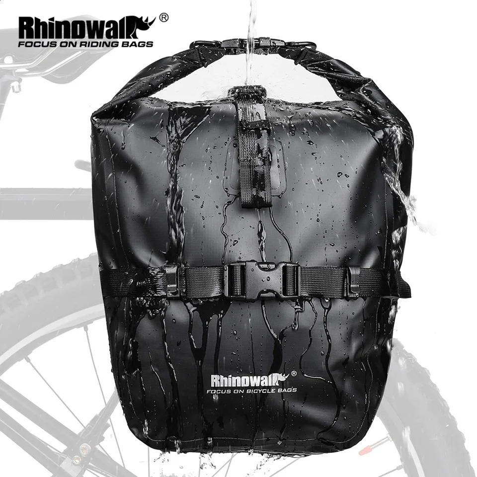 Rhinowalk 2 Pieces 20L Bicycle Pannier Accessories Waterproof Portable Bike Trunk Pack Travel Cycg Bag 240827 5411 4