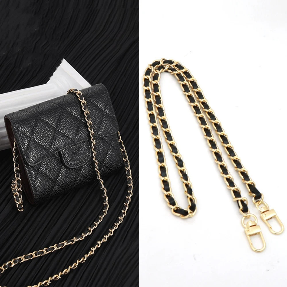 60cm Long PU Leather Metal Chain Bag Strap For Crossbody Fashion Handbags Shoulder Cellphone Replacement Accessories 240826Z