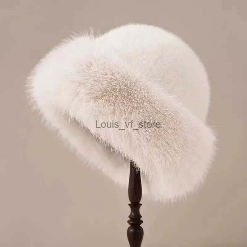 Beanie/Skull Caps 2024 Autumn/Winter New Womens Fashion Fur Hat Mongolian Brushless Plush Fluffy Ski Warm H240913