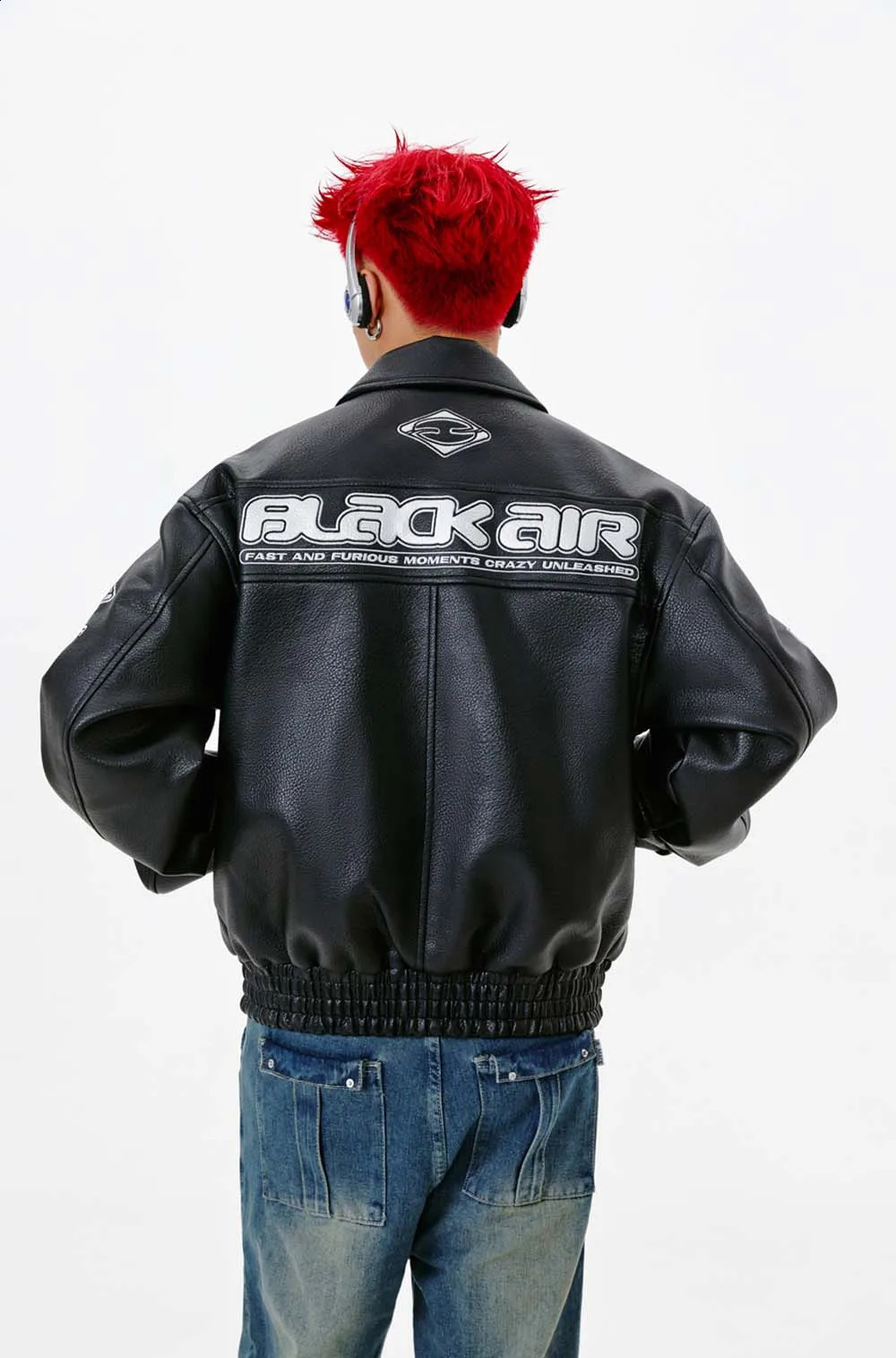 BLACKAIR Embroidery Racing Leather Jacket Hip Hop Moto Biker Y2k Clothes 230712 240826