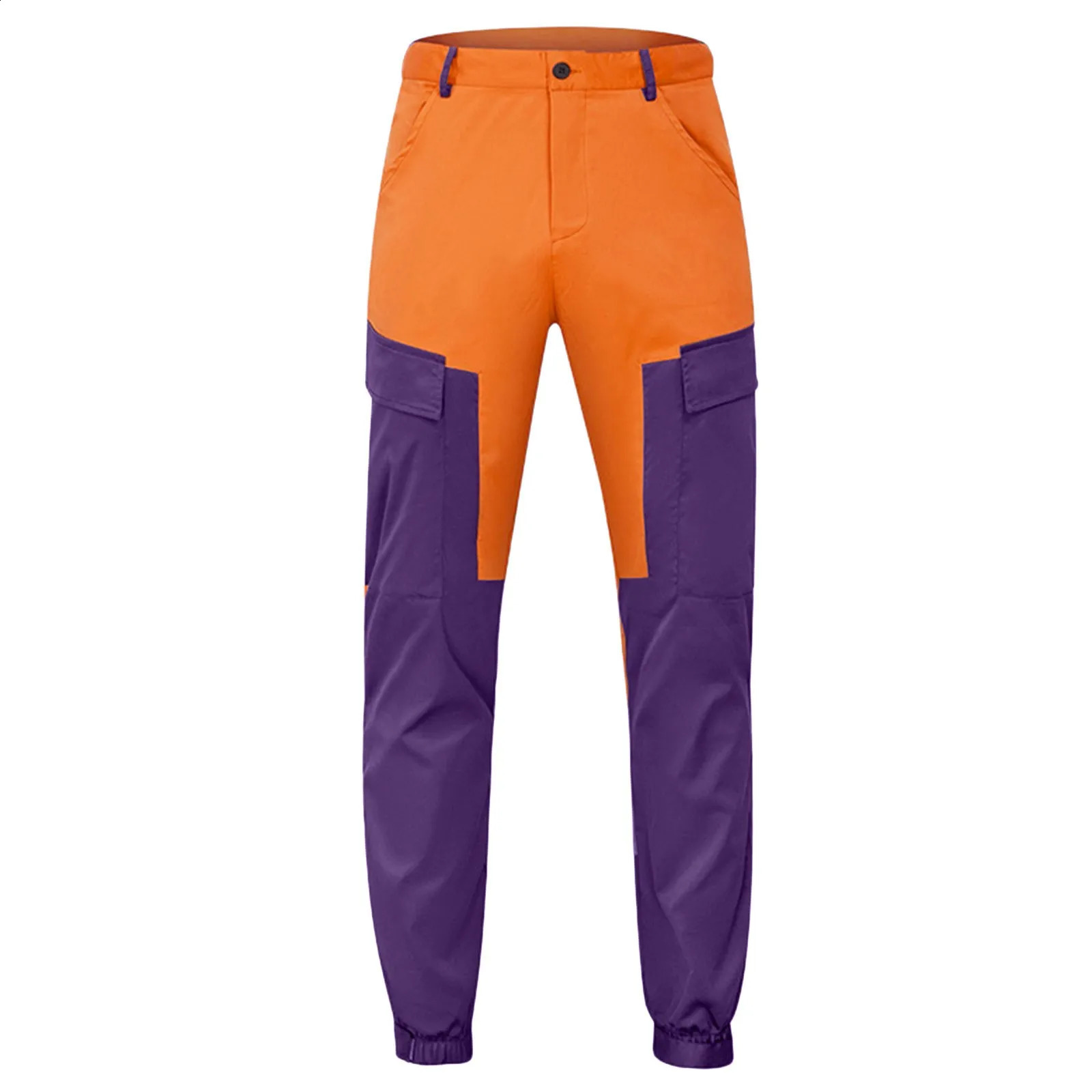 Mens cargo pants with two tone patches work and leisure jogging transportation mens clothing w240827