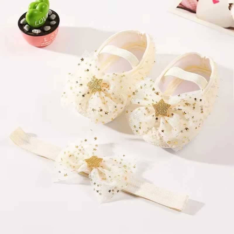 Baby Princess Shoes and Headbands Baby Girls Bow Birthday Party Shoes Baby Preschoolers First Step Walker M240827