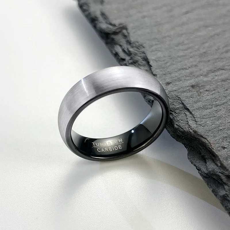 Tungsten mens ring pure gray 6mm brushed dome wedding ring mens anniversary jewelry W240826