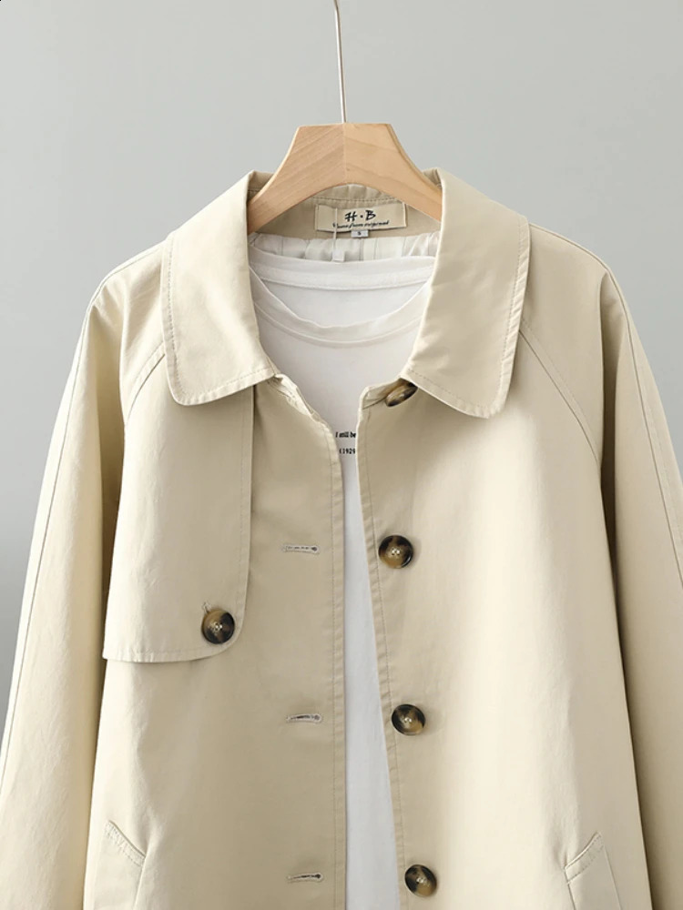 Womens Trench Medium Length SpringSummer AutumnWinter Coat British Style Jacket Temperature Single Chest Windproof Machine 240826