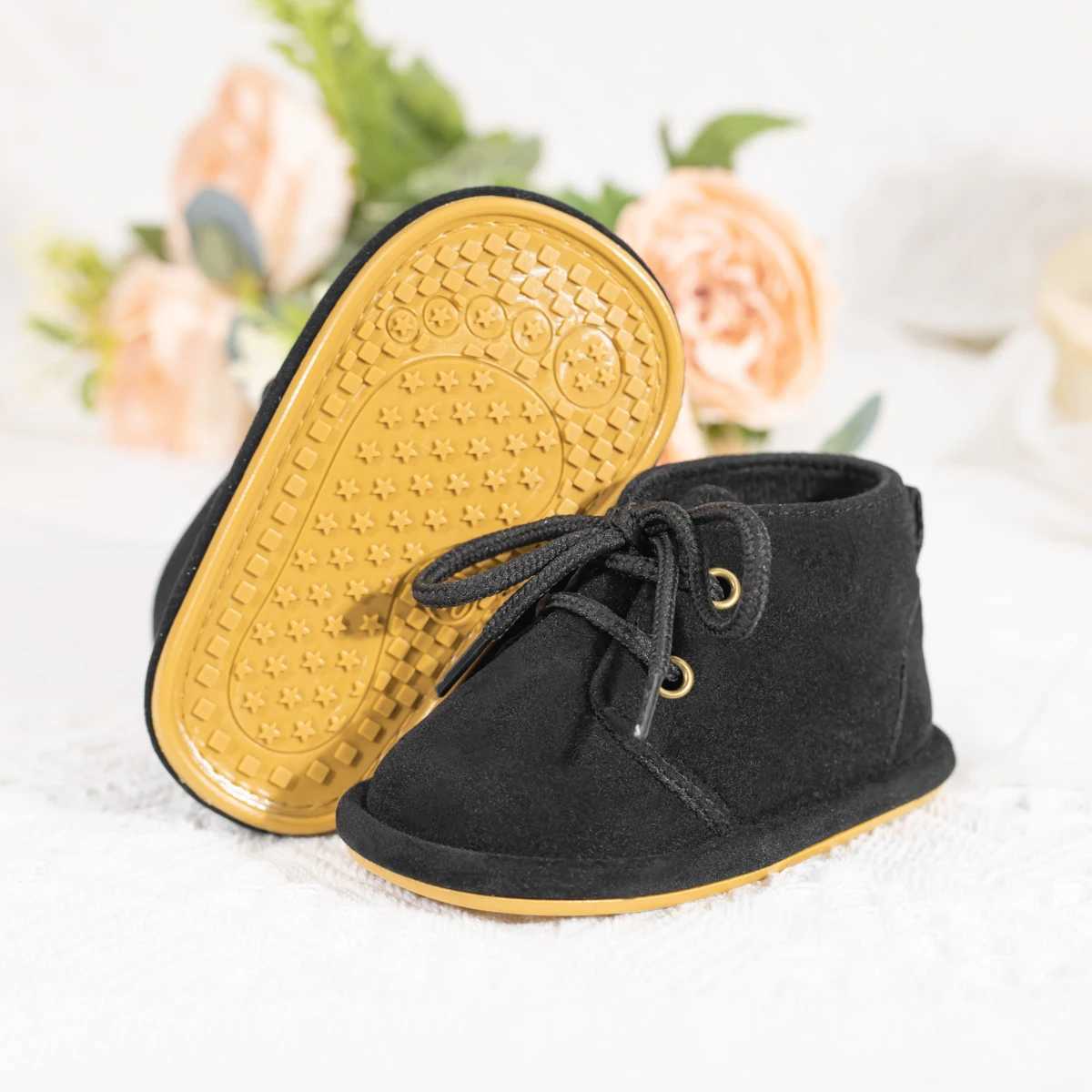 KIDSUN newborn baby snow boots winter warm wool stockings soft shoes rubber anti slip toddler first step walking board shoes M240827