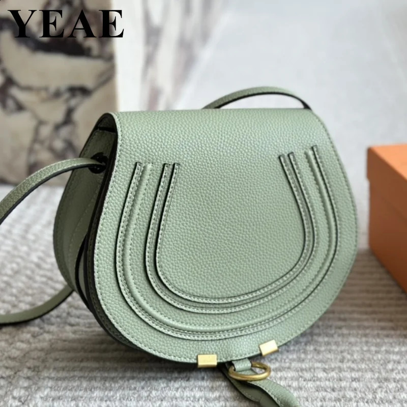Fashion Genuine Leather Saddle Crossbody Bag Womens Armpit Shoulder Bags Vintage Underarm Handbags Ladies Purse 240827