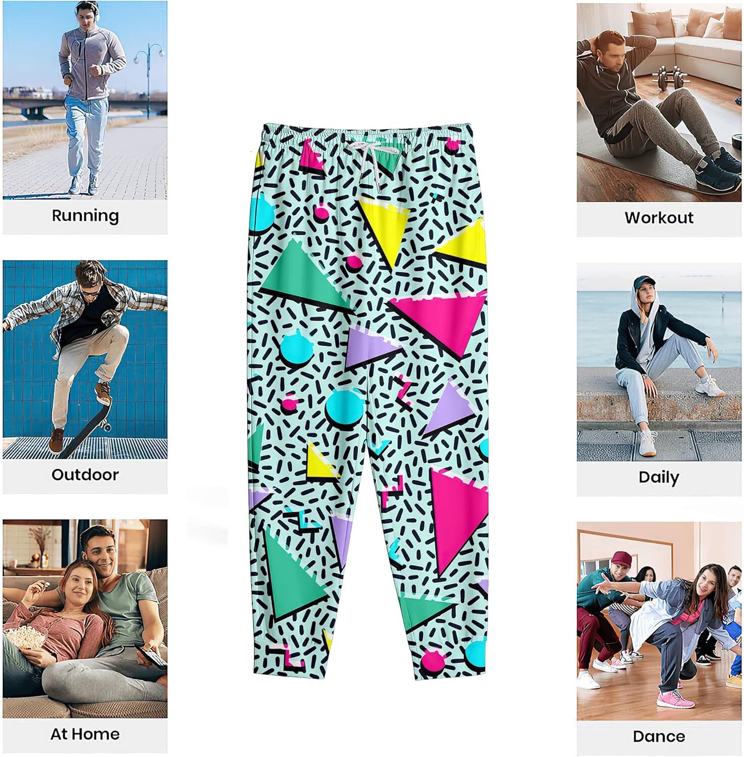 2024 Sweatpants Mens 80s Costumes for Men Joggers Pants Casual Pants Running Pants with Drawstring 90s Outfit for Men sweat pants