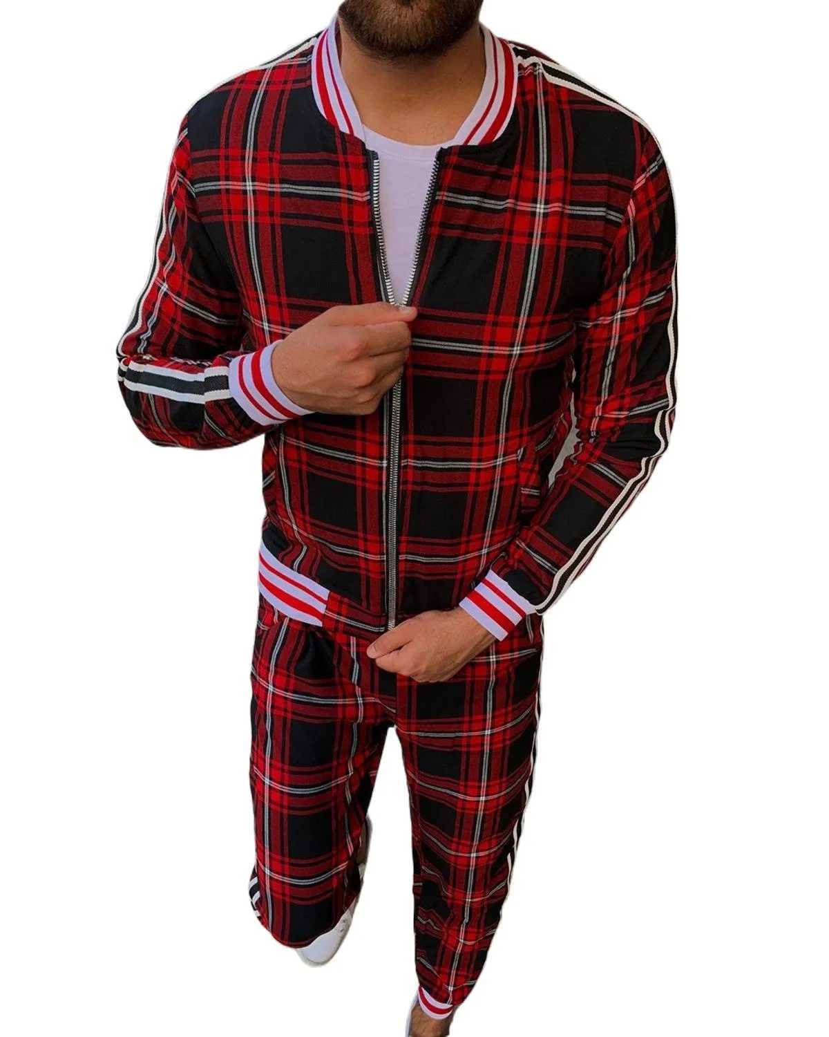 Men's Tracksuits Mens 3D plain sports gentleman suit mens jacket mens track suit street fashion trend fashion stand up collar zipper sports suit 