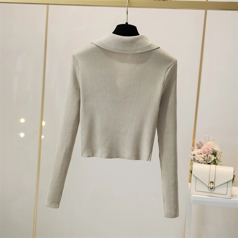 Y2k Top Harajuku Autumn Winter Crop Solid Street Clothing Basic Womens Fashion V-neck T-shirt Party Ropa De Mujer T-shirt 240827
