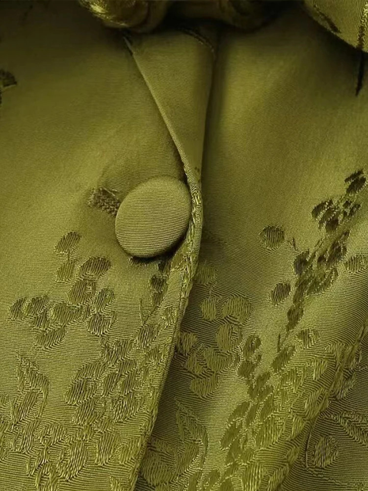 Elegant Jacquard Pants Sets For Women 2 Pieces Summer Bow Pleat Blazer Womens Suit Two Piece Set Casual Lady Outfit 240826