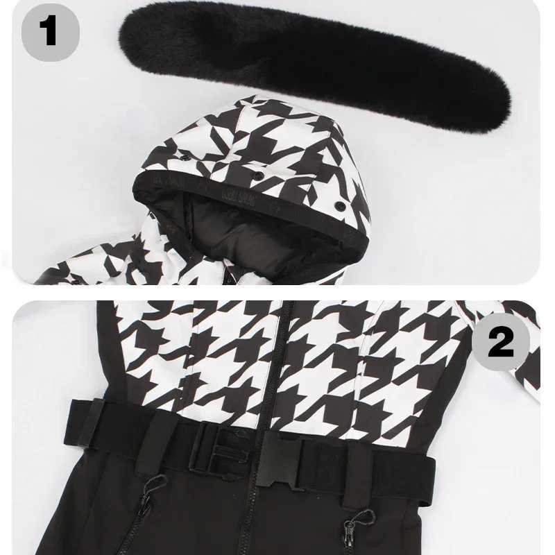 Skiing Suits Winter One Piece Ski Suit Women Outdoor Snowboard Warm Jumpsuit Ski Set Snow Overalls Thickened Windproof Waterproof Clothing H240826