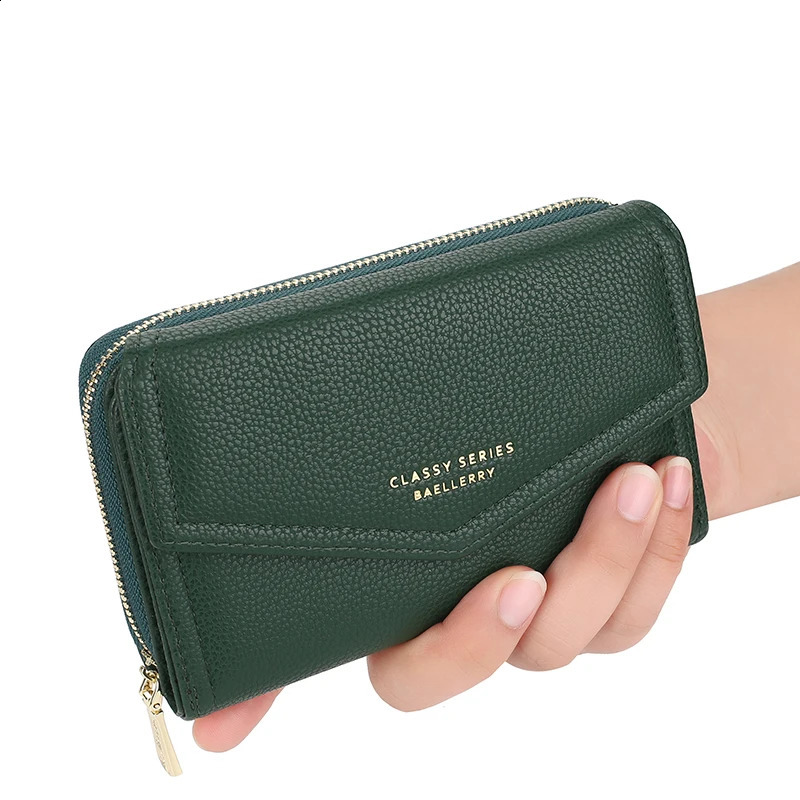 Baellerry Fashion Medium Womens Leather Wallet Top Quality Card Holder Black Coin Purses Green Wallets for Women 240827 66b3 4