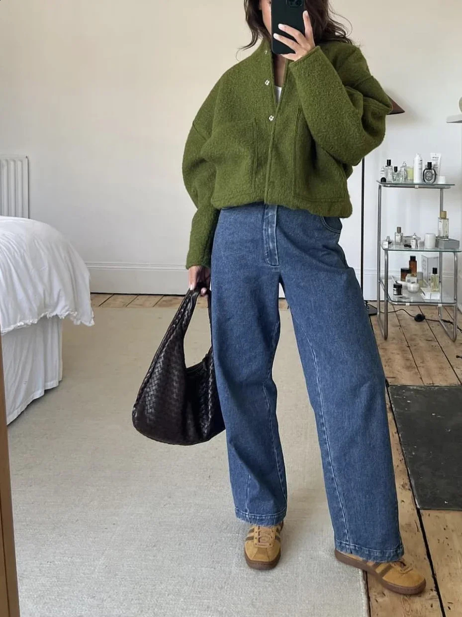 Woman Fashion Loose Gray Warm Baseball Jacket Autumn Casual Oversized Bomber Jacket Girls Vintage Thick Warm Outwear 240827