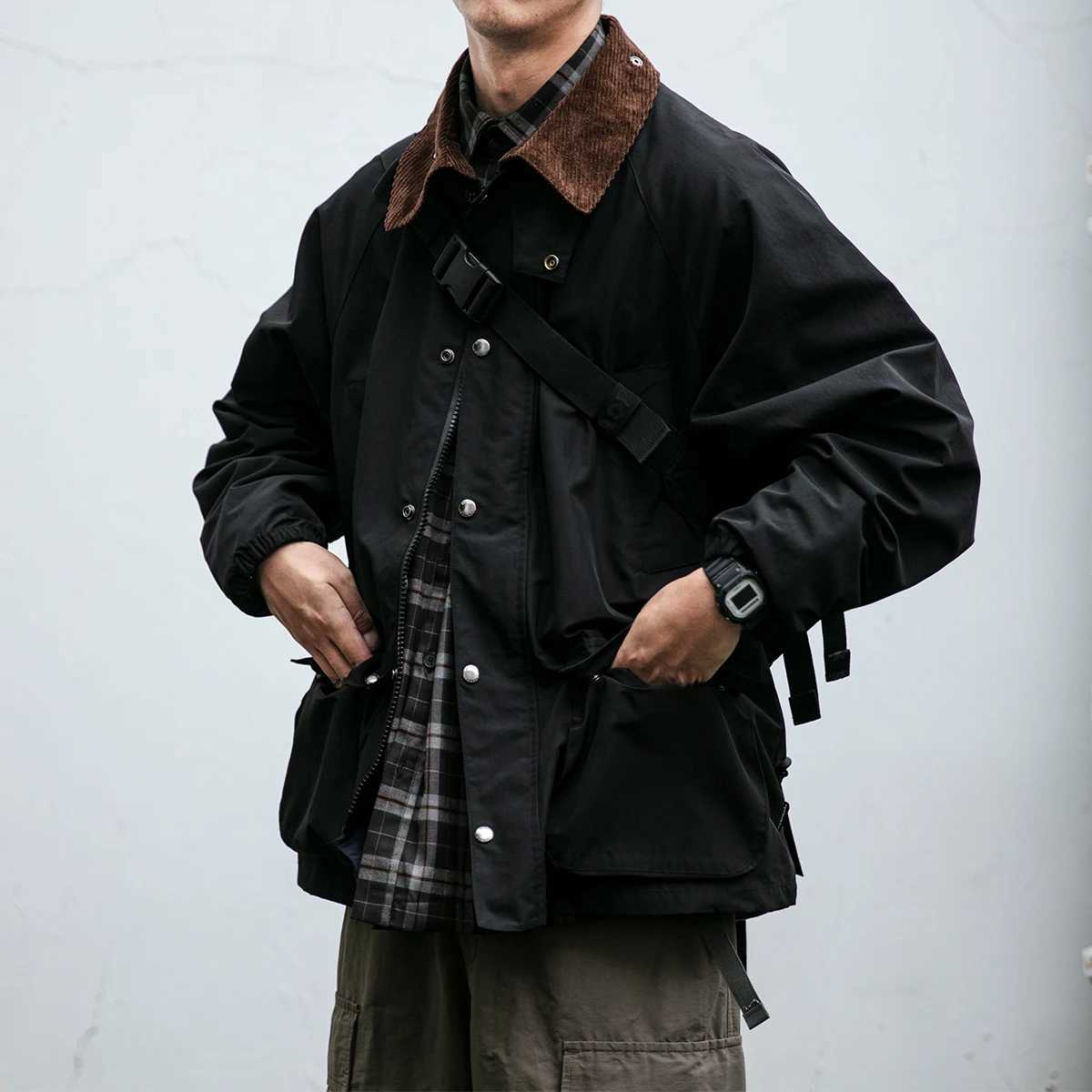Vintage Outdoor Windbreaker Jackets For Men Clothing Japanese Harajuku High Quality Casual Lapel Cargo Coat Fashion Jacket Male X250213