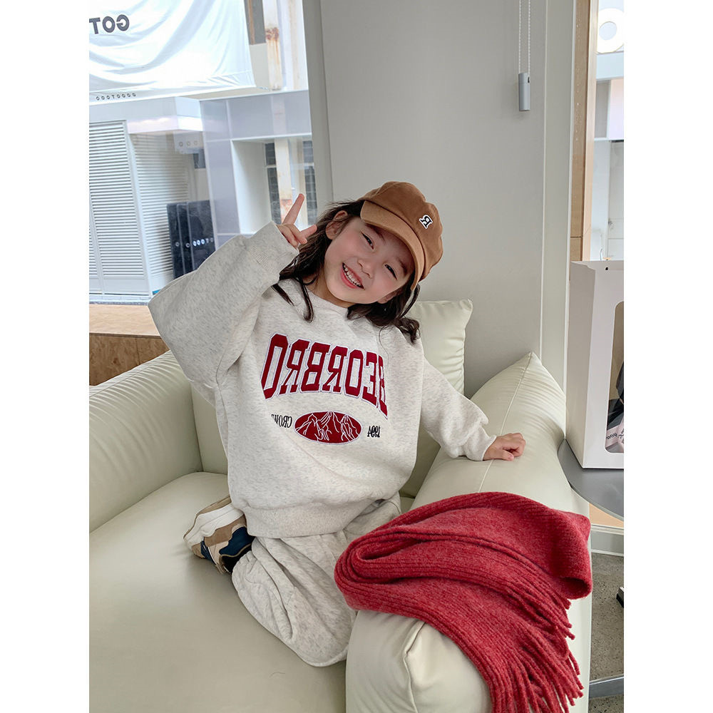 Girls' Autumn New Letter Embroidered Sports Sweater+Fashionable Pants 2 Piece Set for Kids F34-08.27