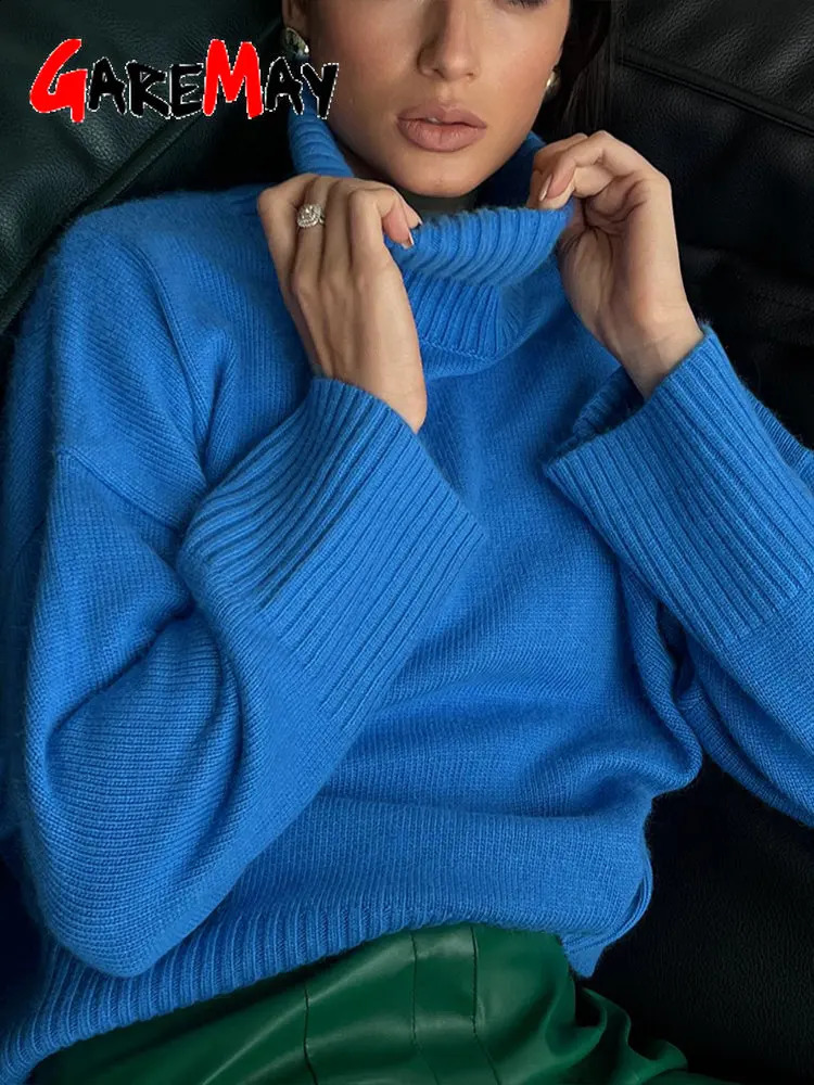 Womens oversized sweater turtle neck green retro latte skydiving womens winter thick knitted soft brown 240826