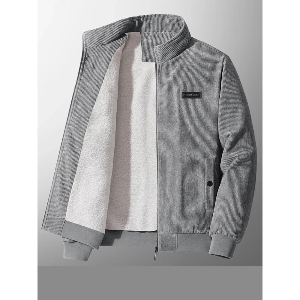 Cotton-Padded Mens Jacket Fashion Corduroy Padded Jacket Thick Coat Lamb Fleece Jacket Fleece Winter Coat 240826