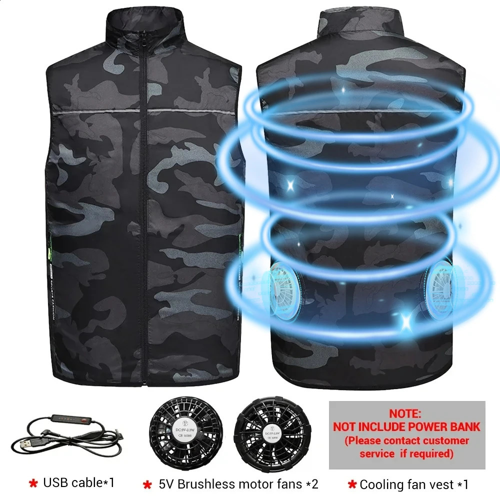 Mens ice vest fan air conditioning clothing cool sports USB charging cooling worker summer camping fishing 240827