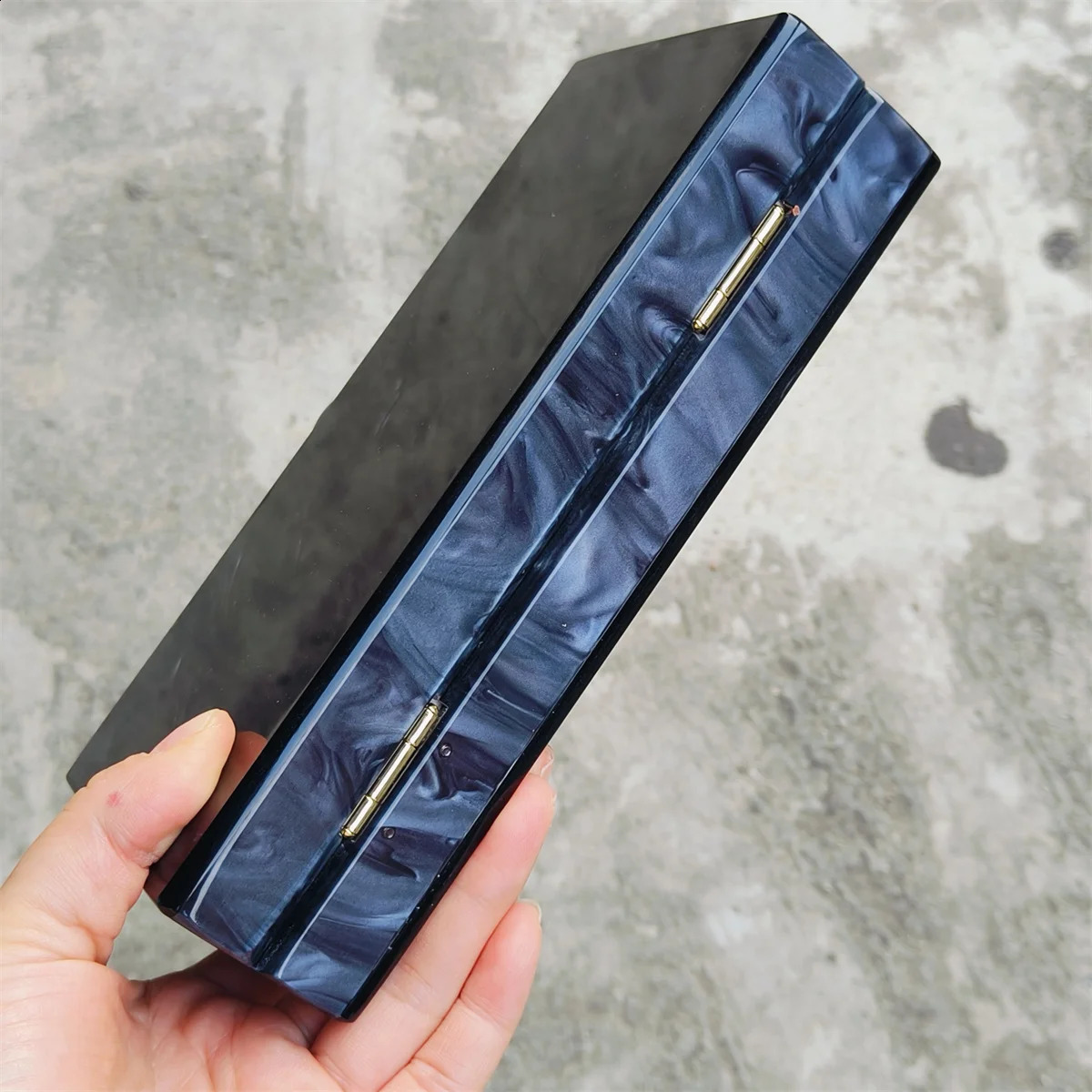 Marble Pearl Black Long Acrylic Box PVC Evening Clutch Bag Mini Flap Travel Beach Purses And Handbags Wedrses Handbag 240826Z