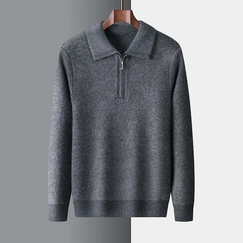 Men Cashmere Sweater for Warm Comfort Knitted Long Sleeved O-neck Zipper Pullover Alpaca Sweater Male 240826