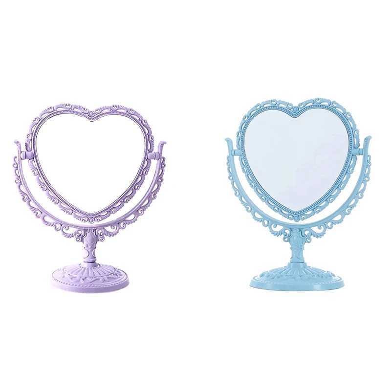 Desktop Makeup Mirror Heart Shape Makeup Vanity Portable Double-side Vanity Mirror Hand Mirror Cosmetic Compact Mirror For WomenXJ241213