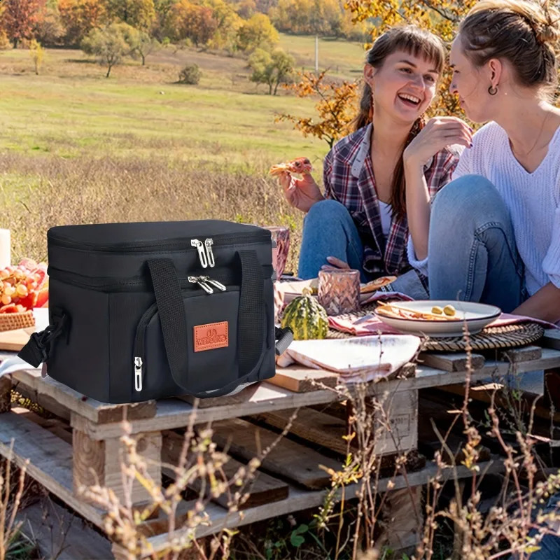 Multifunctional Double Layers Tote Cooler Lunch Bags for Women Men Large Capacity Travel Picnic Lunch Box with Shoulder Strap 250804
