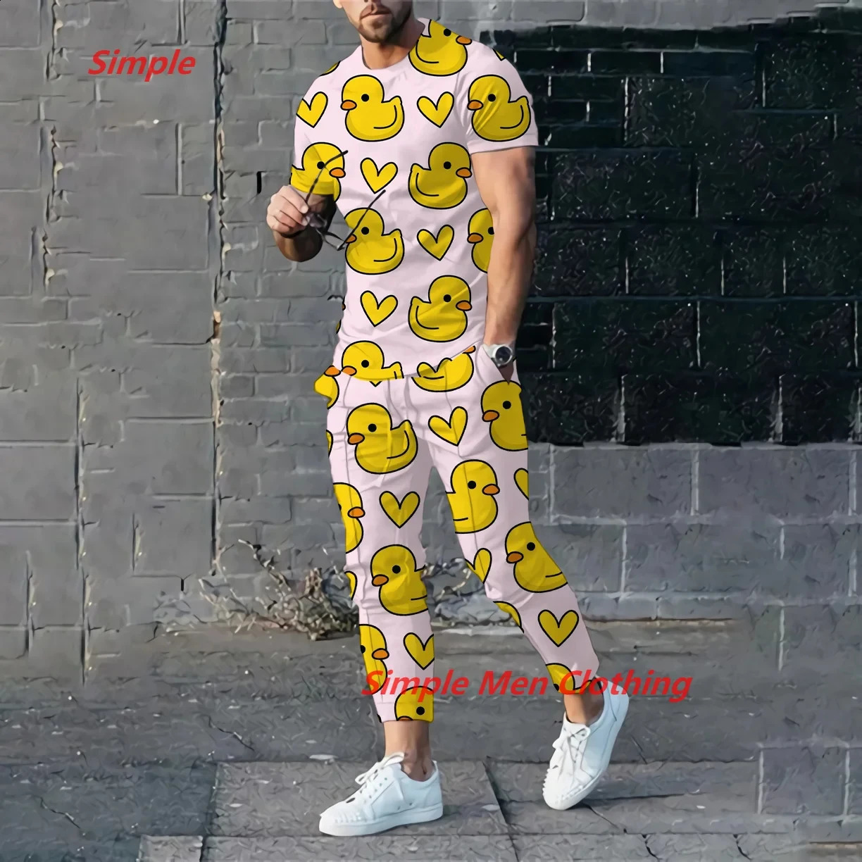 3D printed casual mens suit short sleeved T-shirtlong pants 2-piece set sportswear mens summer mens suit 240827