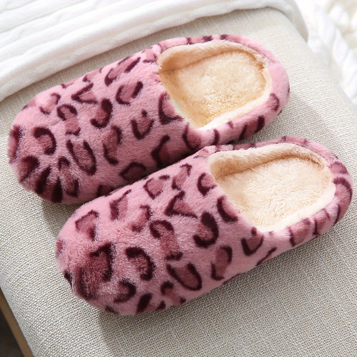 Cozy Leopard Print Slippers for Women - Ultra Soft, Breathable Fabric Construction, Slip-on Design, Anti-Slip Fabric Sole, Comfortable Fit, Ideal for 